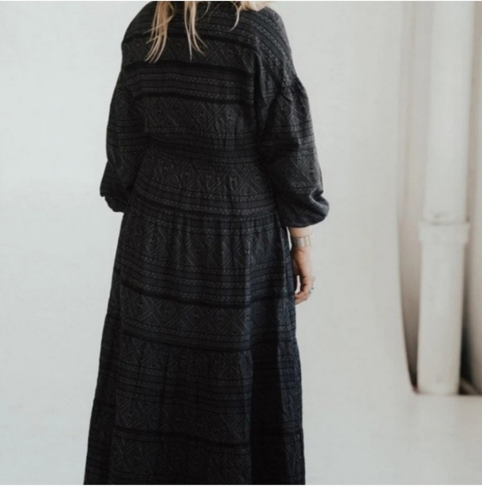 Carly Jean Los Angeles Bohemian / Western / Prairie /  Tiered Maxi Prairie Dress - Picture 3 of 16